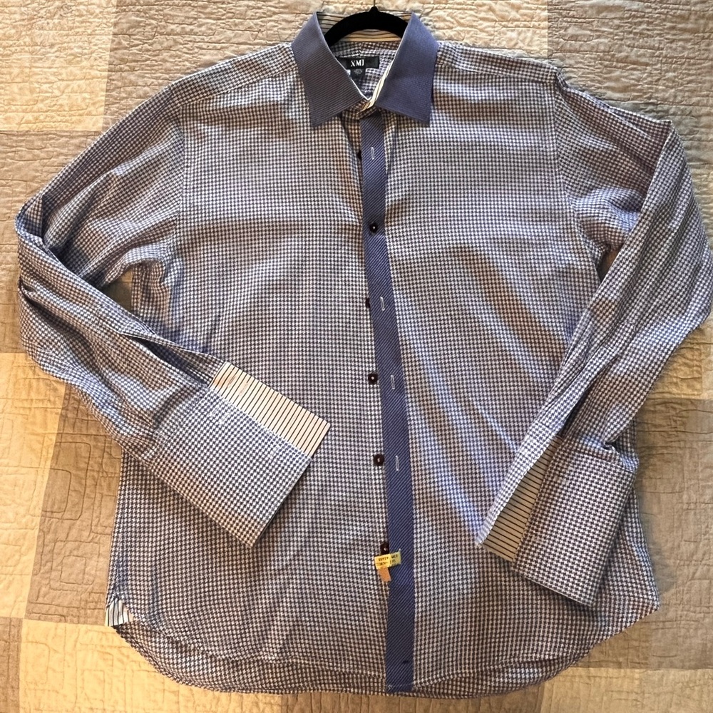 Men’s large blue and white button down shirt
